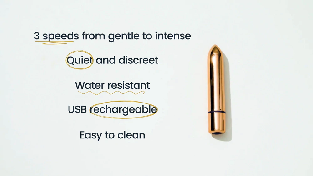 skyn thrill discreet vibrating bullet SKYN Thrill 3 Speed Vibrating Bullet Vibrator, 3 Speeds, Rose Gold main image 1